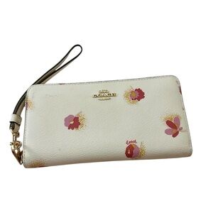 Coach Ivory Wallet with Pink Floral Design